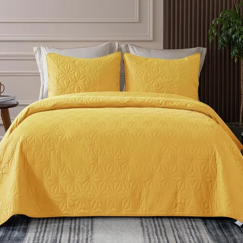 Miniatura 25 de Whale Flotilla - Juego de ropa de cama King, colchas suaves color beige brillante para cama King, tamaño King para todas las estaciones, 3 piezas