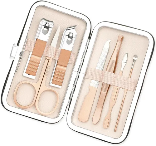Miniatura 8 de Juego de manicura, cortaúñas, herramientas de cesta de Pascua, suministros de pedicura, cortaúñas para mujeres y hombres, cortaúñas de uñas 8 en 1