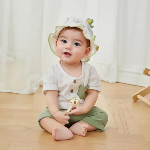 Miniatura 23 de Conjunto de ropa casual de manga corta con botones y pantalones cortos de lino para bebés y niños pequeños