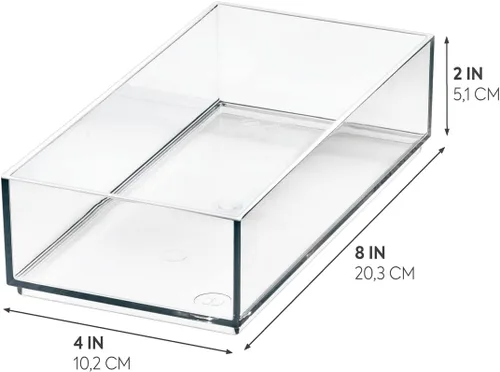 Miniatura 2 de Organizador Clarity de InterDesign para tocador, adecuado para cosméticos y productos de belleza, 8 x 12 x 2 pulgadas, transparente, Transparente, M