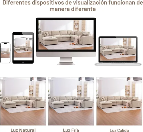 Miniatura 8 de Sofá modular de gran tamaño, sofá esquinero grande de 7 plazas, moderno sofá modular en forma de U con sofás otomanos de nube para sala de estar