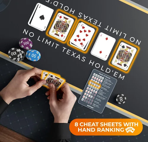 Miniatura 5 de Newverest Tablero de Mesa de Póquer de 70" x 35", Tapete de Póquer Texas Hold'em para Noches de Juego en Casa hasta 10 Jugadores, Casino Cubierta