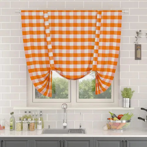 Miniatura 231 de Cenefas de cortina para ventana de 16 pulgadas de largo, 2 paneles de cuadros búfalo, cortinas pequeñas con bolsillo para barra, estilo clásico
