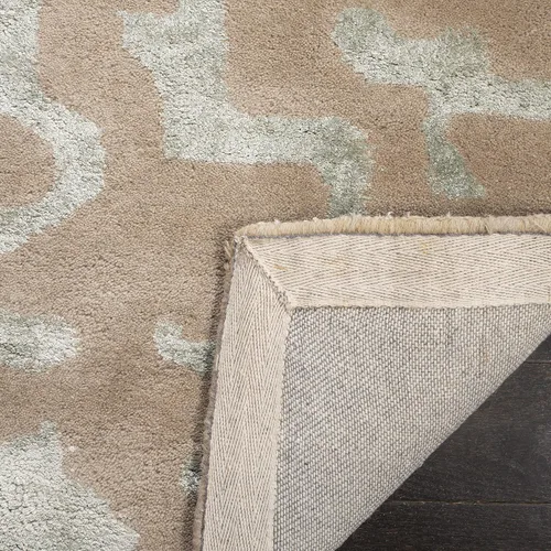 Miniatura 7 de SAFAVIEH Soho Collection SOH525B - Alfombra cuadrada de lana de primera calidad, hecha a mano, color gris topo y azul claro, 6 pies Gris pardo/azul