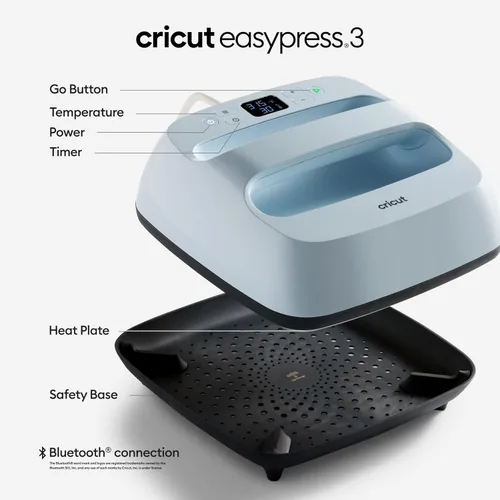 Miniatura 3 de Cricut Máquina de prensa de calor Easy Press 3, color azul zen de 9 x 9 pulgadas, una herramienta esencial para bolsas de mano, camisas y proyectos
