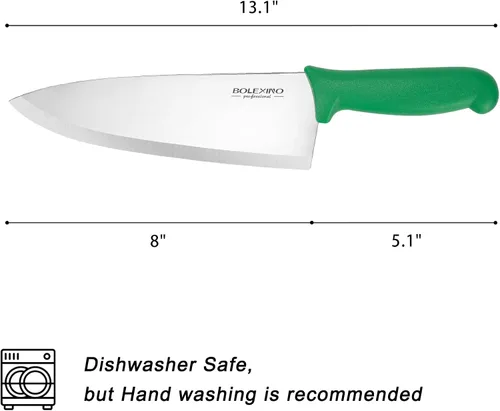 Miniatura 7 de Cuchillo de chef japonés de acero inoxidable de alto carbono de 8 pulgadas, cuchillo de cocina profesional extra afilado y ancho con mango Verde