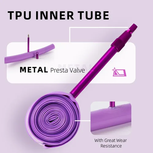 Miniatura 4 de BWSHLF Tubo interior de TPU para bicicleta, 26x1.9/2.3 AV/FV, 27.5/29x1.75/2.125 AV/FV, 700x18C/32C/35C/40C FV, Válvula de bicicleta TPU