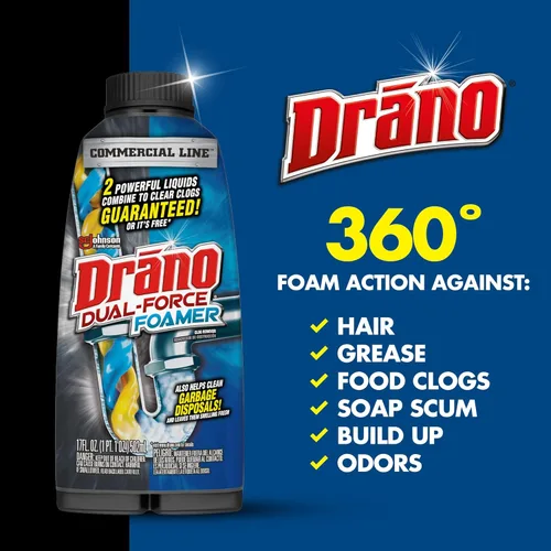 Miniatura 3 de Drano Removedor de obstrucciones de espuma de doble fuerza, línea comercial, 17 onzas