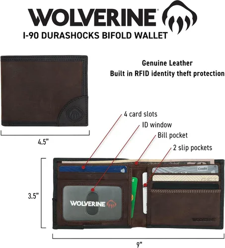 Miniatura 11 de WOLVERINE Billetera plegable de lona/cuero para hombre