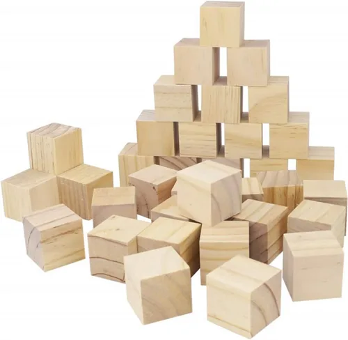 Bloques de madera de 1 pulgada para manualidades, cubos de madera sin terminar, bloques de madera cuadrados en blanco natural, cubos de madera para