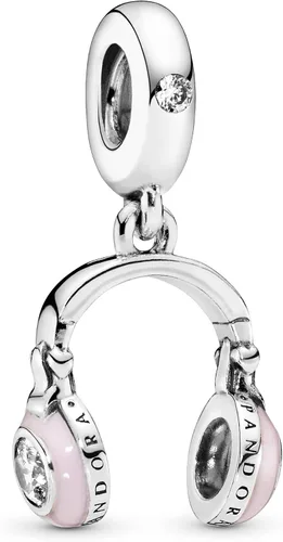 PANDORA Joyería Auriculares Colgantes Circonita Cúbica Charm en Plata de Le, Metal Esmalte, Circonita Cúbica