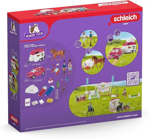 Miniatura 8 de Schleich Horse Club - Juego de Camping de Coche y Remolque de 110 Piezas con Divertidas Figuras de Caballos y Jinetes para Niñas y Niños - Figuras