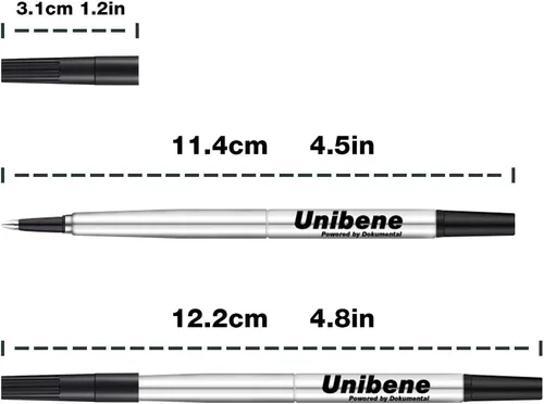 Miniatura 5 de Unibene Parker - Recambio compatible con Rollerball, 6 unidades, punta media de 0.028 in, color negro, escritura suave, repuesto de tinta de gel
