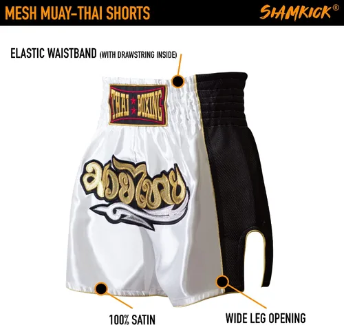Miniatura 5 de SIAMKICK Pantalones cortos clásicos de Muay Thai para hombres y mujeres, boxeo, kickboxing, alto grado, artes marciales mixtas, ropa de entrenamiento