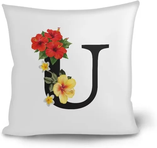Miniatura 10 de Fundas de almohada decorativas del alfabeto, fundas de almohada con estampado floral de la letra B, fundas de almohada cuadradas suaves, fundas