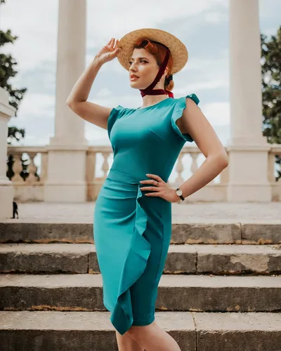 Miniatura 4 de Miusol vestido de cóctel con volantes, estilo clásico, para mujer