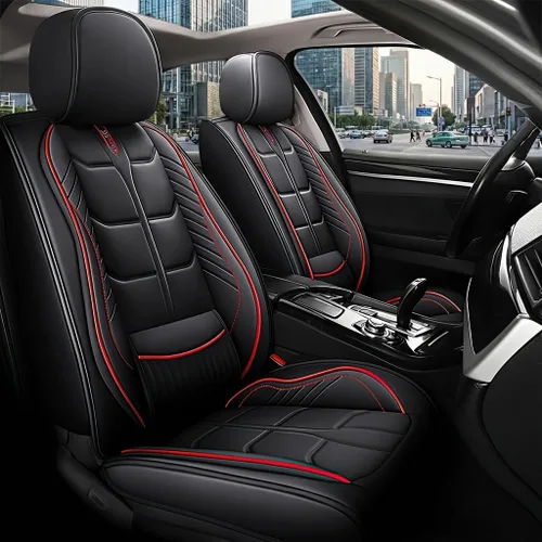Miniatura 9 de URINOVET Funda de asiento de coche para Nissan Titan XD 2016-2023, funda de asiento delantero y trasero de 5 plazas, fundas de asiento de cuero