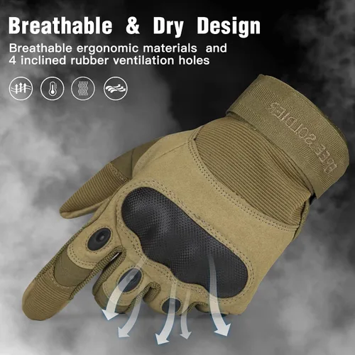 Miniatura 2 de FREE SOLDIER Outdoor Gloves for Men, Motorcycle Gloves for Cycling Hiking Camping Climbing, Airsoft Gloves for Paintball and Shooting