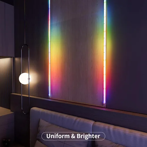 Miniatura 9 de MIWISE Tira de luz LED RGB Smart IC COB, luz de cinta LED flexible de 20 pies, tira RGB direccionable WS2811 con control de aplicación/modo