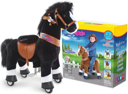 Miniatura 9 de PonyCycle Caballo de paseo para niños pequeños de 3 a 4 años con freno, sin batería (30 pulgadas de altura/tamaño 3 modelo clásico U) poni mecánico