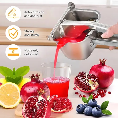 Miniatura 3 de Exprimidor manual de mano de metal de acero inoxidable, jugo extractor de prensa fría a mano para frutas suaves jugosas como limas, limones