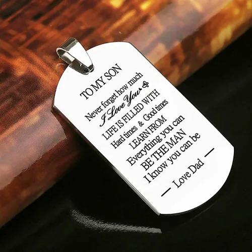 Miniatura 5 de To My Son Dog Tag Military Stainless Steel Pendant Necklace gifts for Men Teen boys,Birthday Graduation Christmas Gifts to Son from Dad Mom