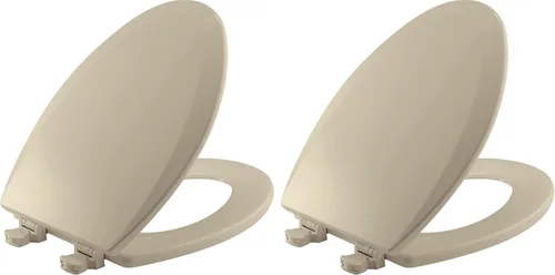 Miniatura 10 de Bemis 1500EC 146 - Asiento de inodoro con bisagras Fácil Limpia & Cambia, madera esmaltada duradera y anodizada, diseño alargado, color almendra