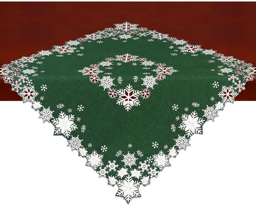 Miniatura 7 de Mantel cuadrado pequeño bordado de Navidad, adornos (verde navideño)