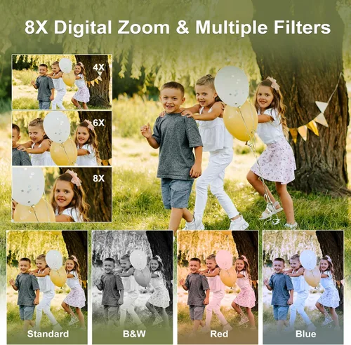 Miniatura 5 de Cámara digital FHD 1080P para niños, cámara digital compacta para niños con tarjeta de memoria de 32 GB, 2 baterías, naranja y blanco