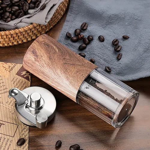 Miniatura 6 de Molinillo de café manual portátil y visible, molinillo de café de mano con perilla ajustable de cerámica, molinillo de café de acero inoxidable