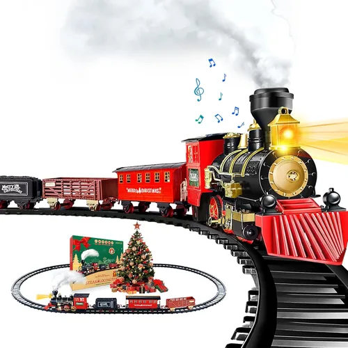 OCHIDO Conjunto de Trenes - Conjuntos de Trenes de Navidad para Debajo del Árbol, Juguete de Tren Eléctrico de Regalo para Niños y Niñas, con Kits