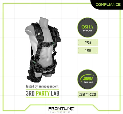 Miniatura 3 de FRONTLINE FALL PROTECTION 250CTB Elite™ Arnés de construcción Herrajes de aluminio OSHA&ANSI