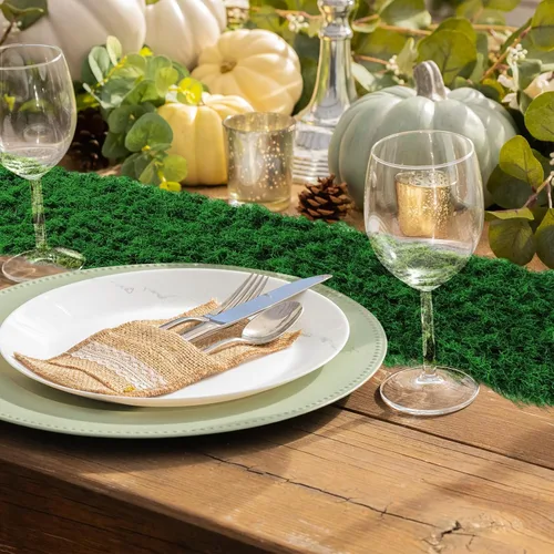Miniatura 4 de Zeyune 1 camino de mesa de musgo falso para manualidades, rollo de hoja de musgo artificial de 12 x 71 pulgadas, impermeable, para pared, techo