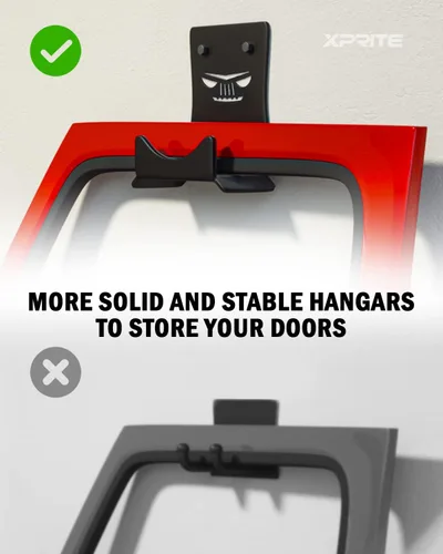 Miniatura 4 de Xprite Ganchos de almacenamiento para puerta de montaje en pared, 4 piezas extraíbles de metal resistente con forro de goma compatibles con Jeep