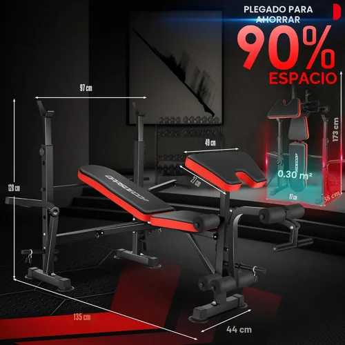 Miniatura 7 de OPPSDECOR Juego de banco de pesas todo en uno de 900 libras con estante para sentadillas, banco de entrenamiento ajustable con desarrollador