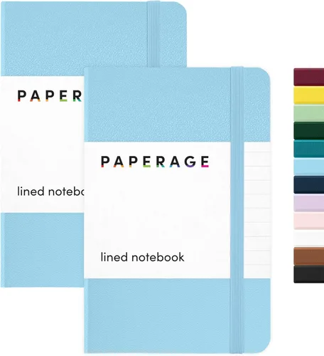 Miniatura 13 de Juego de 2 cuadernos blocs de notas de bolsillo pequeño, pauta universitaria, 3.7 x 5.6 pulgadas, minidiario de tapa dura, papel grueso de 3.5 Negro