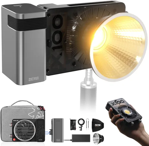 Zhiyun MOLUS X100 PRO V2 versión mejorada LED de luz de video [oficial], portátil de 100 W, 2700 K-6500 K, CRI 95+ TLCI 97+, control de brillo