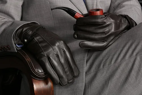 Miniatura 3 de MODA Mr Chicago - Guantes de cuero genuino para hombre con función de pantalla táctil para teléfonos inteligentes