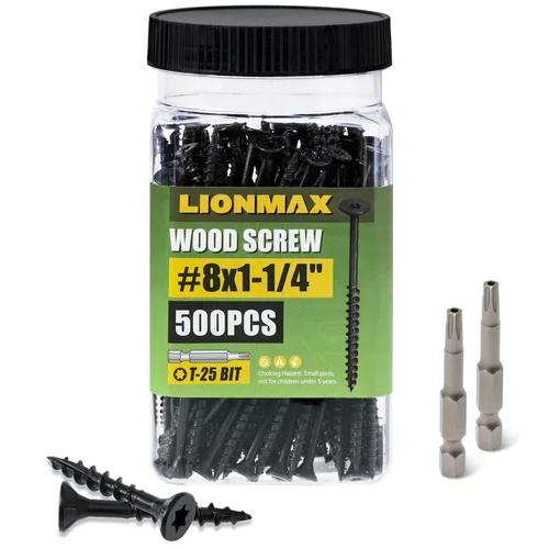 Miniatura 37 de LIONMAX Tornillos para Terraza de 1-5/8 Pulgadas, Tornillos para Madera #8 x 1-5/8", 300 PCS, Resistentes al Óxido, Recubiertos con Epoxi Exterior
