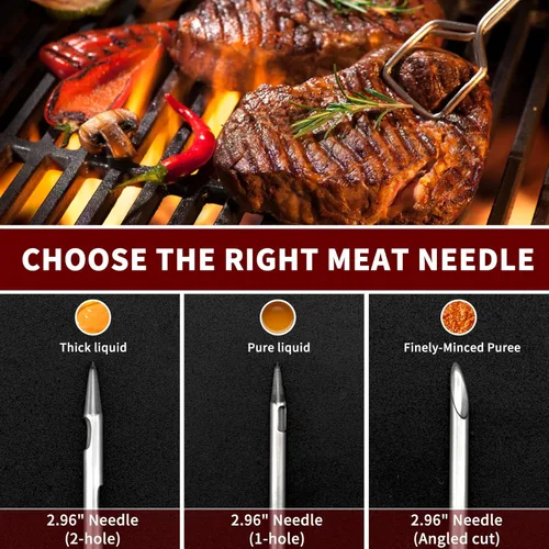 Miniatura 2 de Kit de jeringa inyectora de carne de pavo con 3 agujas de adobo para ahumador de parrilla, 1 cepillo de limpieza, 1 onza/1.0 fl oz de gran