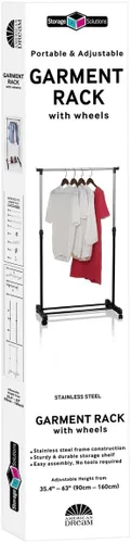 Miniatura 3 de J&V TEXTILES Estante de ropa de doble barra, organizador de ropa rodante sobre ruedas para colgar ropa