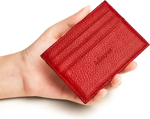 Miniatura 11 de Cartera de tarjeta de crédito de cuero genuino, billetera minimalista, inserciones de billetera delgada, 003, Estuche para tarjetas de crédito