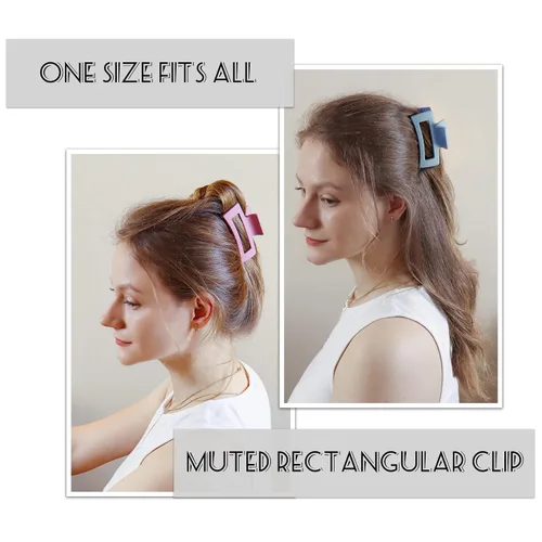 Miniatura 2 de 10 pinzas para el cabello para mujer, 3.5 pulgadas, antideslizantes, medianas y grandes, para cabello fino, paquete de 5 pinzas cuadradas