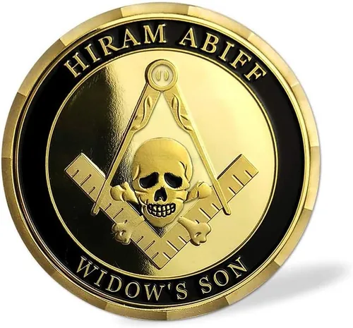 Miniatura 3 de Moneda de desafío masónico Gran Maestro Hiram Abiff Viuda Hijo Masón Azul Lodge Monedas Regalo