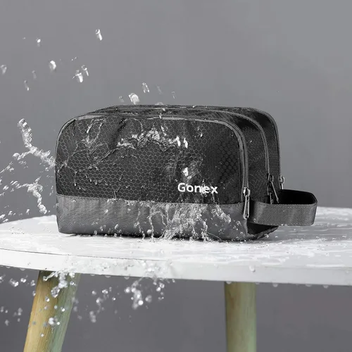 Miniatura 2 de Gonex Neceser de viaje de nailon, bolsa de afeitado, organizador de artículos de tocador, color negro
