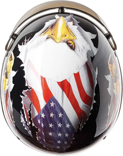 Miniatura 4 de Casco para motocicleta Cartman con diseño de media cara para Cruiser, Scooter, Motocicleta, con gráficos patrióticos de águila de EE. UU., aprobado