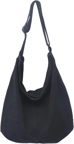 Miniatura 9 de GAXOS Bolso bandolera estético para la escuela, estilo vintage, de lona negra, para mujer, bolso de hombro para laptop