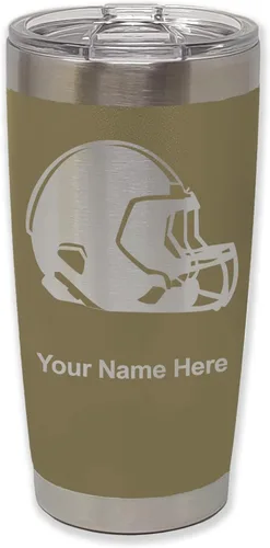 Miniatura 21 de LaserGram Vaso aislado al vacío de 20 onzas, casco de fútbol, grabado personalizado incluido (morado claro)