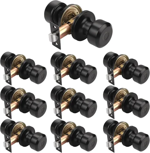 Miniatura 76 de KNOBWELL Paquete de 4 pomos de puerta cuadrados modernos para paso, pomos de puerta interiores, manija de puerta de pasillo y armario, color negro