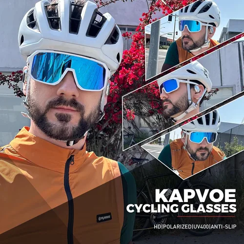 Miniatura 2 de KAPVOE Gafas de sol polarizadas para ciclismo, deportes, UV400, para correr, pesca, béisbol, para hombres y mujeres, K62 Blanco azul